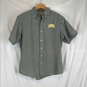 Men's Russell Oregon Athletic Black & White Casual Button Down Collared Shirt Lg